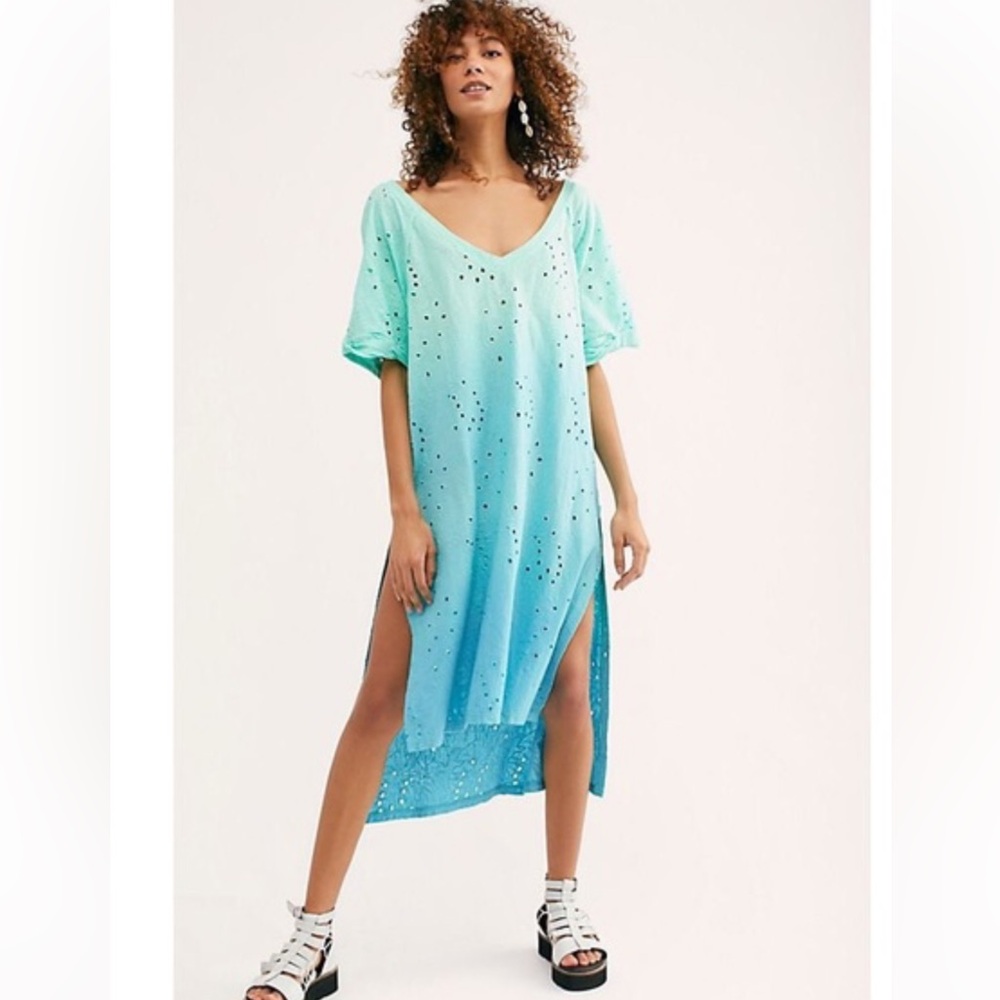 Free People Palm Springs Teal Ombre Swim Cover-Up - Picture 2 of 9